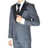 Grey/Black Avanti Milano Patterned Felt Lapel Three Piece Tuxedo