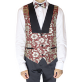 Red/Gold Avanti Milano Floral Patterned Three Piece Tuxedo