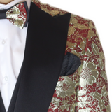 Red/Gold Avanti Milano Floral Patterned Three Piece Tuxedo