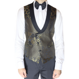 Gold/Black Avanti Milano Patterned Peak Lapel Three Piece Tuxedo