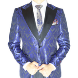 Blue/Black Avanti Milano Floral Patterned 3 Piece Tuxedo