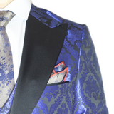 Blue/Black Avanti Milano Floral Patterned 3 Piece Tuxedo