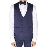 Navy Blue Avanti Milano Patterned Double Shawl Three Piece Tuxedo