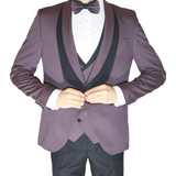 Burgundy Avanti Milano Double Shawl Patterned Three Piece Tuxedo