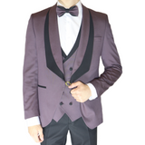 Burgundy Avanti Milano Double Shawl Patterned Three Piece Tuxedo