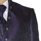 Black/Blue/Red Avanti Milano Paisley Patterned Three Piece Tuxedo