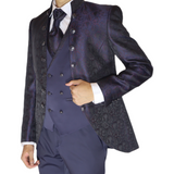 Black/Blue/Red Avanti Milano Paisley Patterned Three Piece Tuxedo
