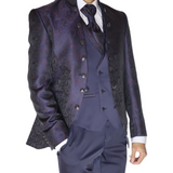 Black/Blue/Red Avanti Milano Paisley Patterned Three Piece Tuxedo