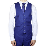 Navy Blue Avanti Milano Peak Lapel Textured Three Piece Suit