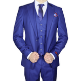 Navy Blue Avanti Milano Peak Lapel Textured Three Piece Suit