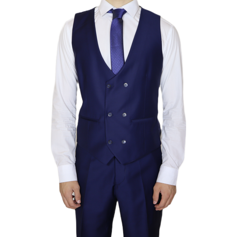 Navy Blue Avanti Milano Peak Lapel Three Piece Suit