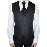 Black Avanti Milano Diamond Patterned Peak Lapel Three Piece Tuxedo