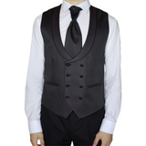 Black Avanti Milano Patterned Lapel Double Breasted Three Piece Tuxedo