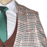 White Multicolored Avanti Milano Window Pane Patterned Three Piece Suit