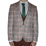 White Multicolored Avanti Milano Window Pane Patterned Three Piece Suit