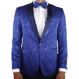 Blue Avanti Milano Paisley Patterned Tuxedo Jacket