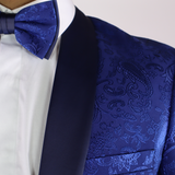 Blue Avanti Milano Paisley Patterned Tuxedo Jacket