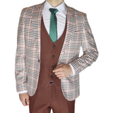 White Multicolored Avanti Milano Window Pane Patterned Three Piece Suit