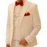 White Avanti Milano Peak Lapel Three Piece Suit