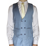 Light Blue Avanti Milano Patterned Peak Lapel Three Piece Suit