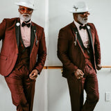 Maroon/ Black Avanti Milano Patterned Three Piece Tuxedo