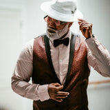 Maroon/ Black Avanti Milano Patterned Three Piece Tuxedo