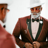 Maroon/ Black Avanti Milano Patterned Three Piece Tuxedo