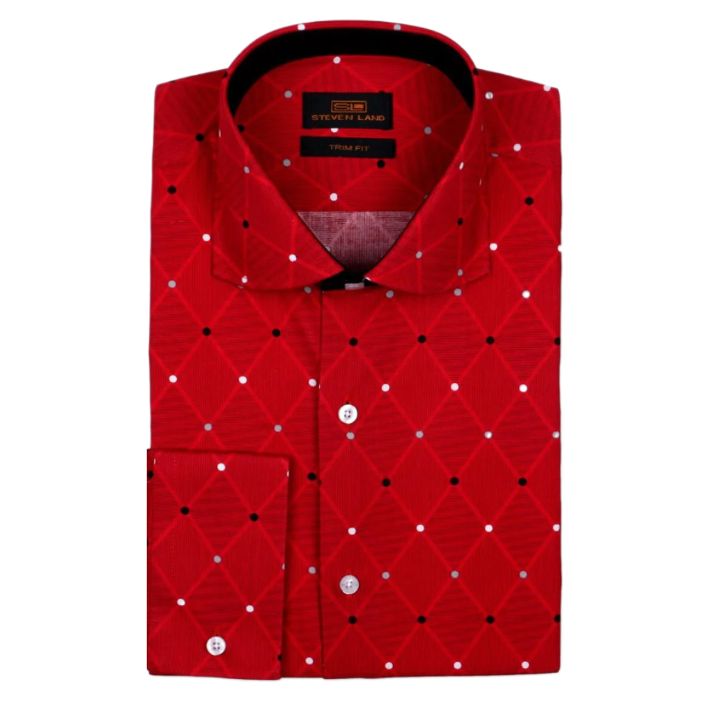 Red Dotted Patterned | Steven Land | Trim Fit