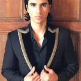 VELVET + GOLD PEAK LAPELS (BLACK)