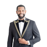 VELVET + GOLD PEAK LAPELS (BLACK)