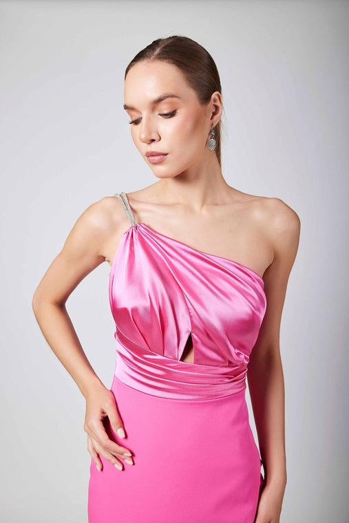 Pink Single Strap Avanti Milano Evening Dress