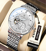Avanti Luxury Men's Round Case Thin Bevel Mechanical Movement Wrist Watch