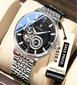 Avanti Luxury Men's Round Case Thin Bevel Mechanical Movement Wrist Watch