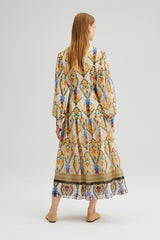 Cream Patterned Chiffon Dress