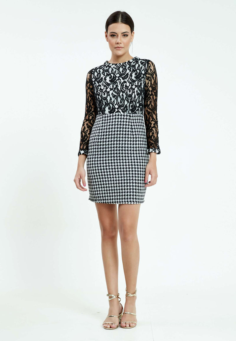 Black/ White Sheer Paisley Pattern Top Fitted Dress Avanti Milano Formalwear Black/ White Sheer Paisley Pattern Top Fitted Dress Avanti Milano Formalwear