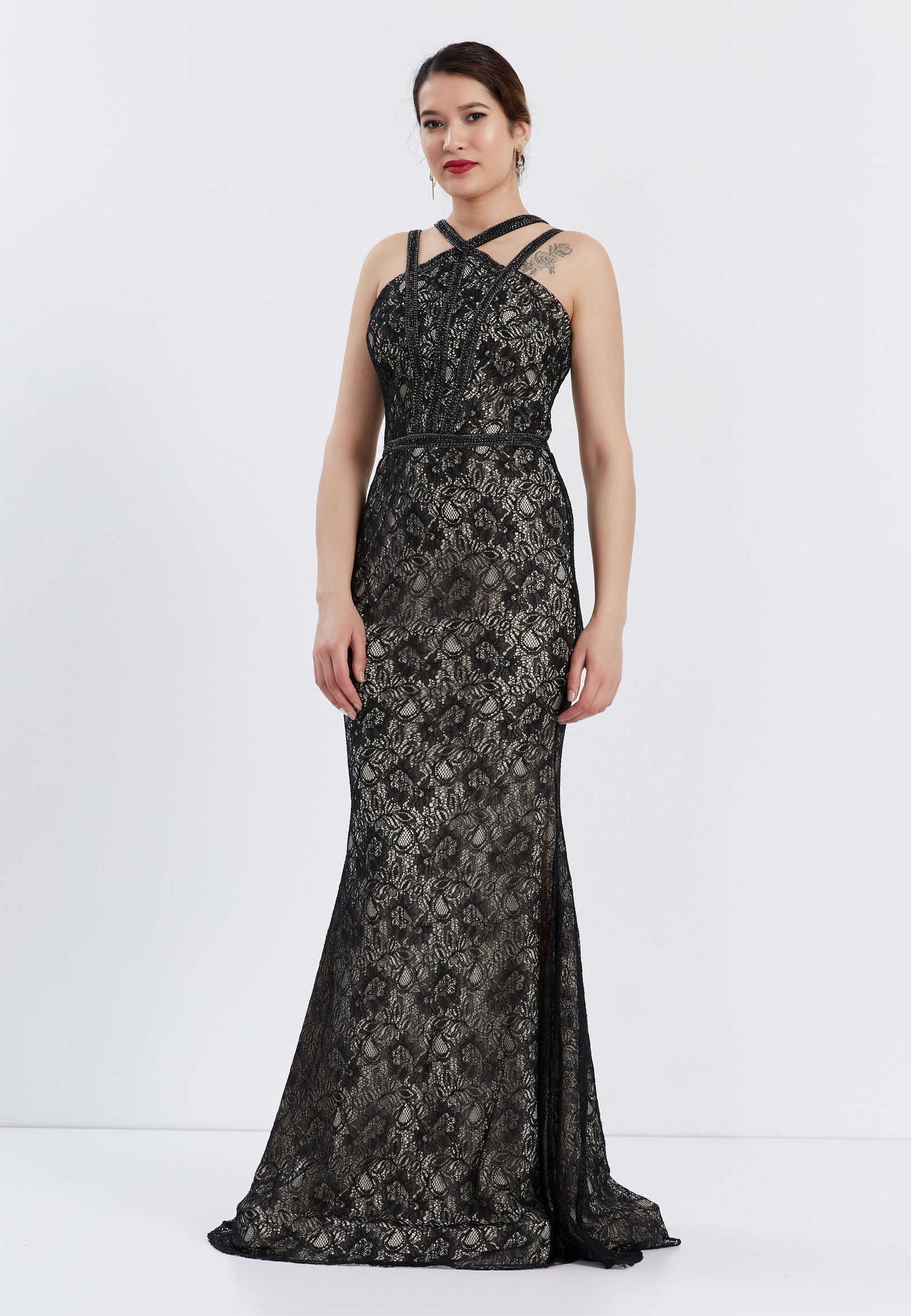 dark grey floral dress Bloom Service Grey Multi Floral Cutout Bodice Midi Dress