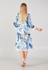 Blue Summer Floral Pattern Casual Dress