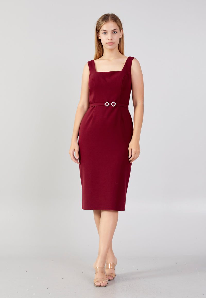 Bordeaux Simple Closure A Line Fitted Dress S Bordeaux Simple Closure A Line Fitted Dress S