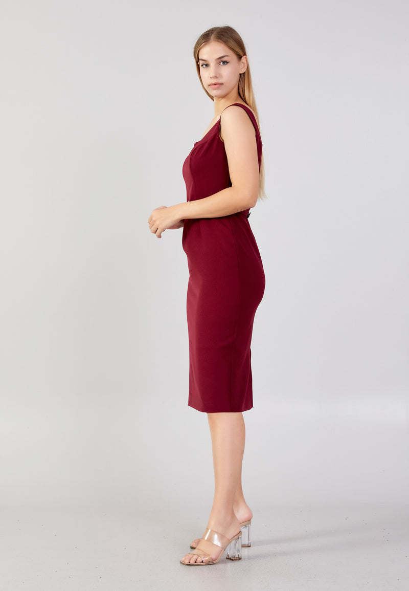 Bordeaux Simple Closure A Line Fitted Dress S Bordeaux Simple Closure A Line Fitted Dress S