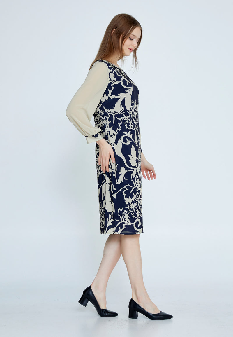 Blue/Cream Bodycon Dress Avanti Milano Formalwear Blue/Cream Bodycon Dress Avanti Milano Formalwear