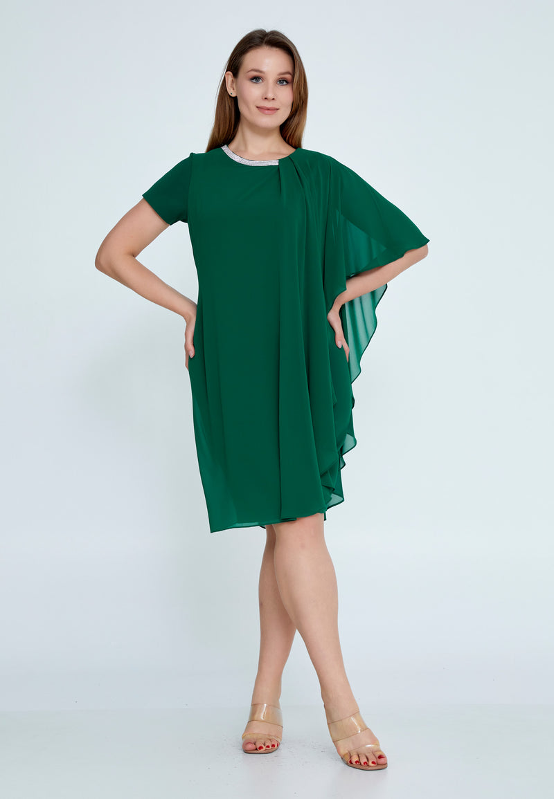Sage Green Caftan 3/4 Sleeve Dress Avanti Milano Formalwear Sage Green Caftan 3/4 Sleeve Dress Avanti Milano Formalwear