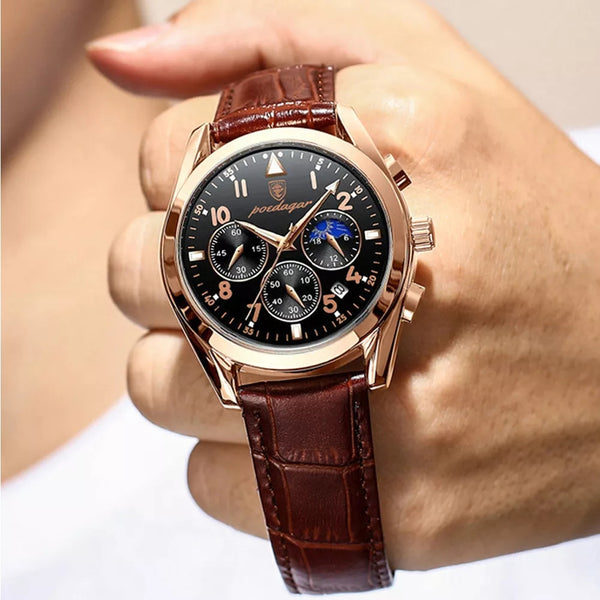 Avanti Luxury Men's Round Case Quartz Movement Time Keep Wrist Watch
