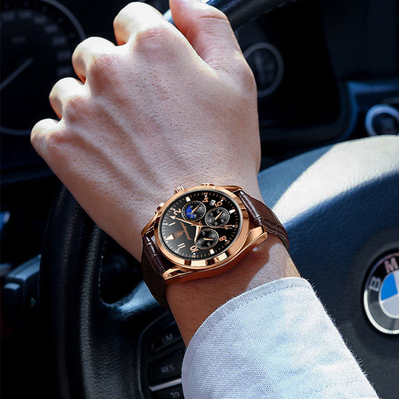 Avanti Luxury Men's Round Case Quartz Movement Time Keep Wrist Watch