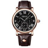 Avanti Men's Luxury Circular Case Leather Strap Wristwatch