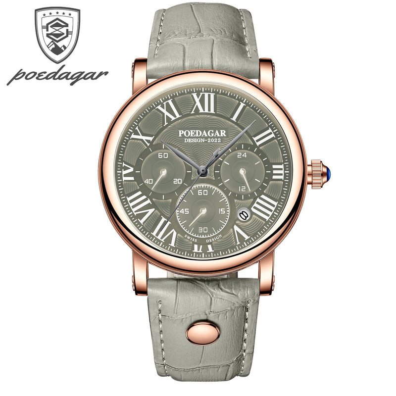Avanti Men's Luxury Circular Case Leather Strap Wristwatch