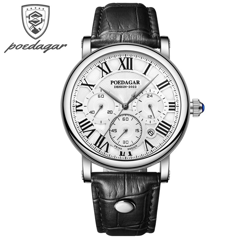 Avanti Men's Luxury Circular Case Leather Strap Wristwatch
