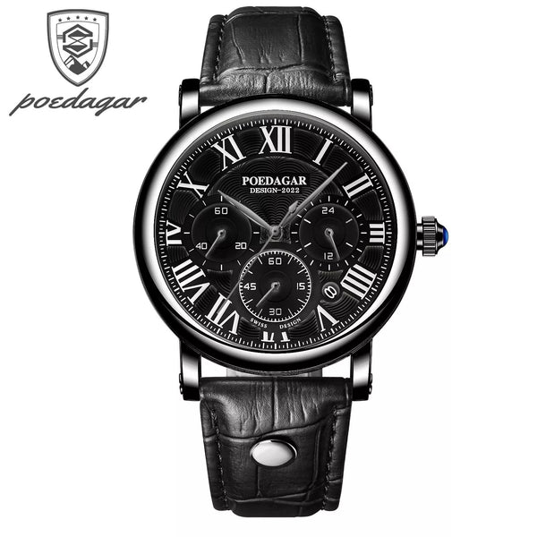 Avanti Men's Luxury Circular Case Leather Strap Wristwatch