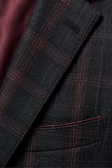 Burgundy Made to Order Windowpane Tailored Sport Coat