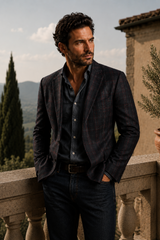 Burgundy Made to Order Windowpane Tailored Sport Coat