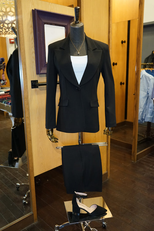 Black Avanti Milano Peak Lapel Two Piece Suit